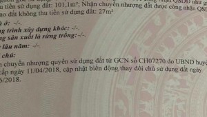 Bán đất thổ Đường Nguyễn Văn Khạ, Xã Tân An Hội, Huyện Củ Chi. DT: 5m x 25m, diện tích: 128m2 giá: 3.6 tỷ