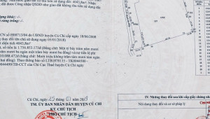 Bán đất thổ Xã Hòa Phú, Huyện Củ Chi. DT: 50m x 45m, diện tích: 4779m2 giá: 12.5 tỷ, 2.62 triệu/m2, 250 triệu/mét ngang
