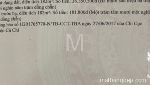 Bán đất thổ Xã Bình Mỹ, Huyện Củ Chi. DT: 10m x 17m, diện tích: 182m2 giá: 2.3 tỷ, 12.64 triệu/m2, 230 triệu/mét ngang