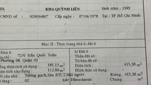 Bán nhà 72/6 Trần Quốc Toản Võ Thị Sáu Quận 3