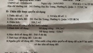 Bán nhà 241 Hai Bà Trưng Võ Thị Sáu Quận 3