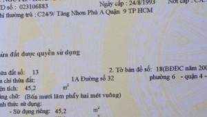 Bán nhà 1-1A Số 32 Phường 6 Quận 4