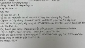 Bán nhà 49 Nguyễn Đỗ Cung Tây Thạnh Quận Tân Phú