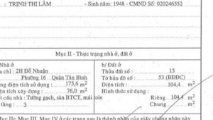Bán nhà 2H Đỗ Nhuận Sơn Kỳ Quận Tân Phú