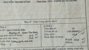 Bán nhà 17/14 Nguyễn Háo Vĩnh Tân Quý Quận Tân Phú