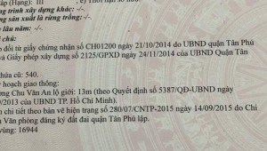 Bán nhà 23 Chu Văn An Tân Thành Quận Tân Phú