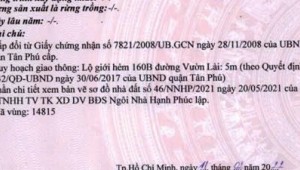 Bán nhà 160B/17A Vườn Lài Tân Thành Quận Tân Phú