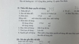 Bán nhà 331/13-15 Vườn Lài Phú Thọ Hòa Quận Tân Phú