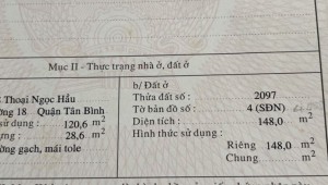 Bán nhà 205/68-205/68A Thoại Ngọc Hầu Phú Thạnh Quận Tân Phú