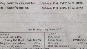 Bán nhà 46 Lê Khôi Phú Thạnh Quận Tân Phú