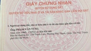 Bán nhà 228 Thạch Lam Phú Thạnh Quận Tân Phú