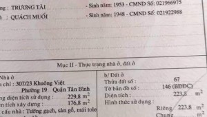 Bán nhà 307/23 Khuông Việt Phú Trung Quận Tân Phú
