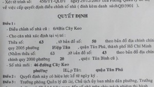 Bán nhà 46 Cây Keo Hiệp Tân Quận Tân Phú