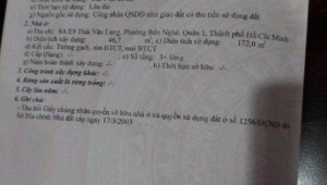 Bán nhà 8A/E9 Thái Văn Lung Bến Nghé Quận 1