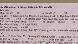 Bán nhà 16 Trần Đình Xu Cô Giang Quận 1