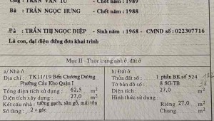 Bán nhà TK11/29 Trần Hưng Đạo Cầu Kho Quận 1