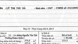 Bán nhà 22-24 Nguyễn Văn Thủ Đa Kao Quận 1