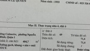 Bán nhà 70 Calmette Nguyễn Thái Bình Quận 1