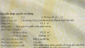 Bán nhà 226 Cống Quỳnh Phạm Ngũ Lão Quận 1