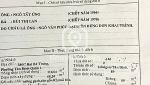 Bán nhà 380C Hai Bà Trưng Tân Định Quận 1