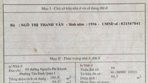 Bán nhà 90 Nguyễn Phi Khanh Tân Định Quận 1