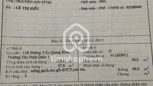 Bán nhà 11b Trần Quang Khải Tân Định Quận 1