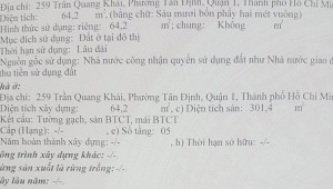 Bán nhà 259 Trần Quang Khải Tân Định Quận 1
