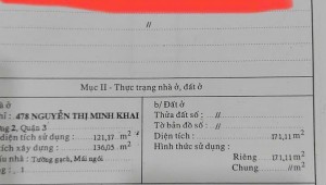 Bán nhà 478A Nguyễn Thị Minh Khai Phường 2 Quận 3