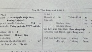 Bán nhà 212/47/8 Nguyễn Thiện Thuật Phường 3 Quận 3