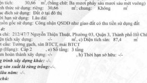 Bán nhà 212/47/7 Nguyễn Thiện Thuật Phường 3 Quận 3