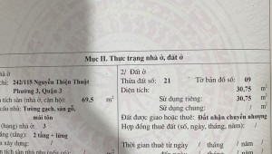 Bán nhà 242/115 Nguyễn Thiện Thuật Phường 3 Quận 3