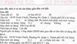 Bán nhà hẻm 18/38 Vườn Chuối, P.4, Quận 3 – 3.2x10m, 8 tỷ