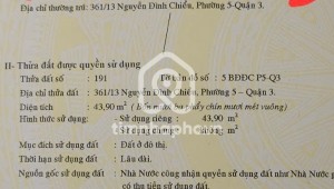 Bán nhà 361/13 Nguyễn Đình Chiểu Phường 5 Quận 3