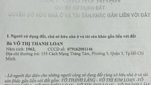 Bán nhà 157 Cách Mạng Tháng Tám Phường 5 Quận 3