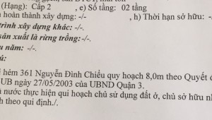 Bán nhà 361/24 Nguyễn Đình Chiểu Phường 5 Quận 3