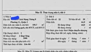 Bán nhà 414/23A Cách Mạng Tháng Tám Phường 11 Quận 3