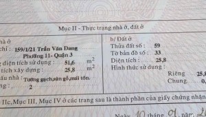 Bán nhà 159/1/21 Trần Văn Đang Phường 11 Quận 3