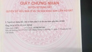 Bán nhà 472/58 Cách Mạng Tháng Tám Phường 11 Quận 3
