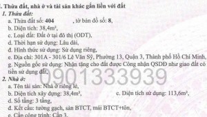 Bán nhà 301a Lê Văn Sỹ Phường 13 Quận 3