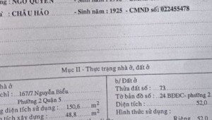 Bán nhà 167/7 Nguyễn Biểu Phường 2 Quận 5