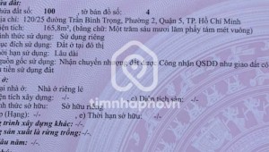Bán nhà 120/25 Trần Bình Trọng Phường 2 Quận 5