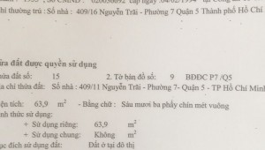 Bán nhà 409/11 Nguyễn Trãi Phường 7 Quận 5
