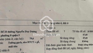 Bán nhà 33 Nguyễn Duy Dương Phường 8 Quận 5