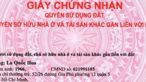 Bán nhà 52/26Thửa: 114Tờ: 29 Gia Phú Phường 13 Quận 5