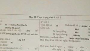 Bán nhà 111 Ngô Quyền Phường 15 Quận 5