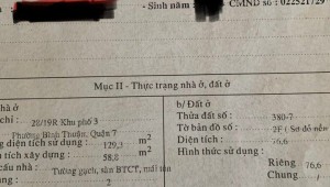 Bán nhà 502/37/9 Huỳnh Tấn Phát Bình Thuận Quận 7