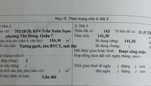 Bán nhà 793/28/28 Trần Xuân Soạn Tân Hưng Quận 7