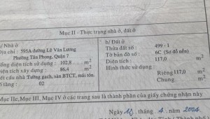 Bán nhà 595A Lê Văn Lương Tân Phong Quận 7