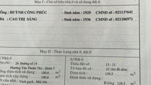 Bán nhà 26 Số 14 Tân Thuận Tây Quận 7