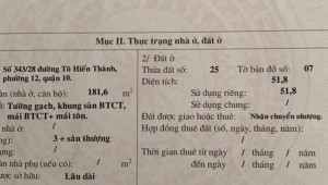 Bán nhà 343/28 Tô Hiến Thành Phường 1 Quận 10